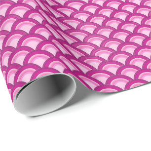 Papel De Regalo Patrón de ondas Art Deco - magenta y rosa
