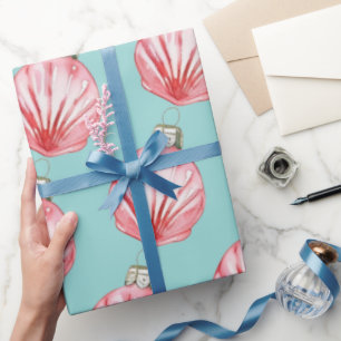 Papel De Regalo Patrón de ornamentos de conchas rojas