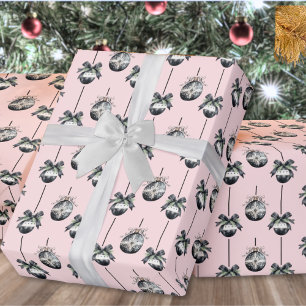 Papel De Regalo Patrón de ornamentos de Navidad rosa
