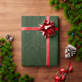 Papel De Regalo Patrón de oro del Art Deco Verde Verde Festive 102