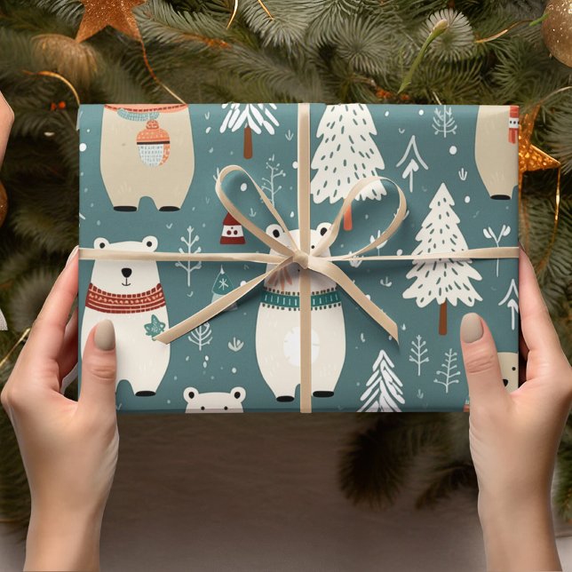 Papel De Regalo Patrón de oso de navidades (Subido por el creador)
