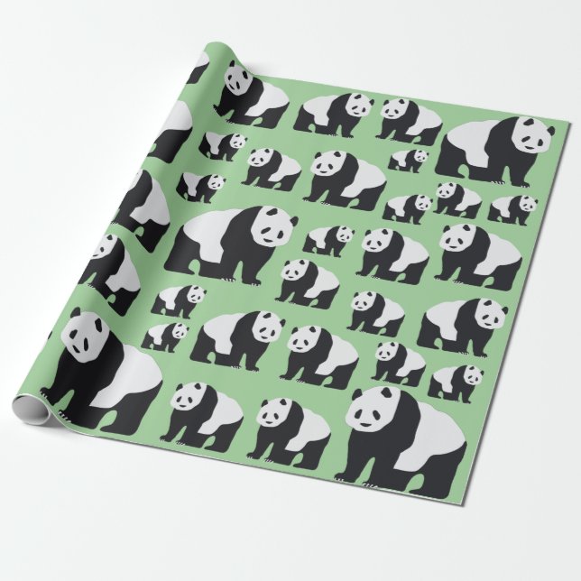 Papel De Regalo Patrón De Oso De Panda Cuta (Desenrollado)