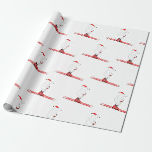 Papel De Regalo Patrón de oso polar en esquí