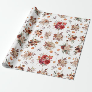 Papel De Regalo patrón de otoño floral de acuarela