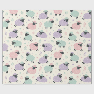Papel De Regalo Patrón de ovejas arcoíris pastel