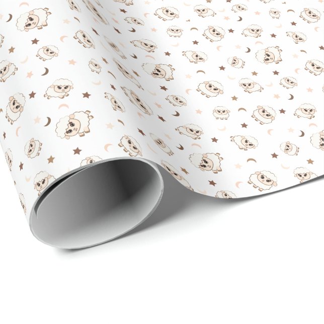 Papel De Regalo Patrón de ovejas Pastel (Esquina del rollo)
