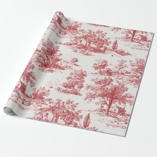Papel De Regalo Patrón de paisaje campestre de Toile Rojo Rústico