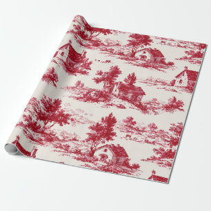 Papel De Regalo Patrón de paisaje campestre de Toile Rojo Rústico