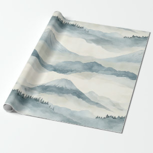 Papel De Regalo Patrón de paisaje de nubes de montaña de nieve azu