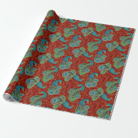 Patrón de paisley de pavo real rojo