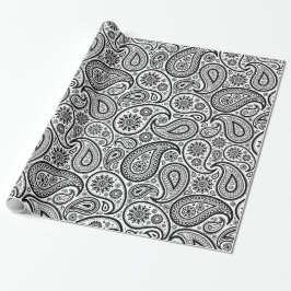 Papel De Regalo Patrón De Paisley De Vintage De Color Negro Sobre