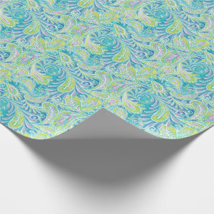 Papel De Regalo Patrón de paisley turquesa retro