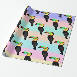Papel De Regalo Patrón de pájaro túrquico amarillo y negro