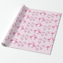 Papel De Regalo Patrón de pájaros Flamingo Rosa