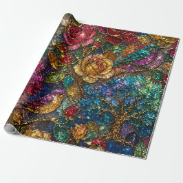 Papel De Regalo Patrón de Pájaros Florales de Galaxia