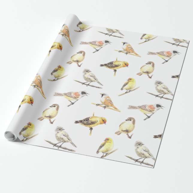 Papel De Regalo Patrón de pájaros tintados (Desenrollado)