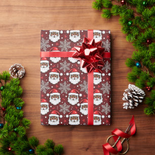 Papel De Regalo Patrón de pan de jengibre de Santa negro al estilo