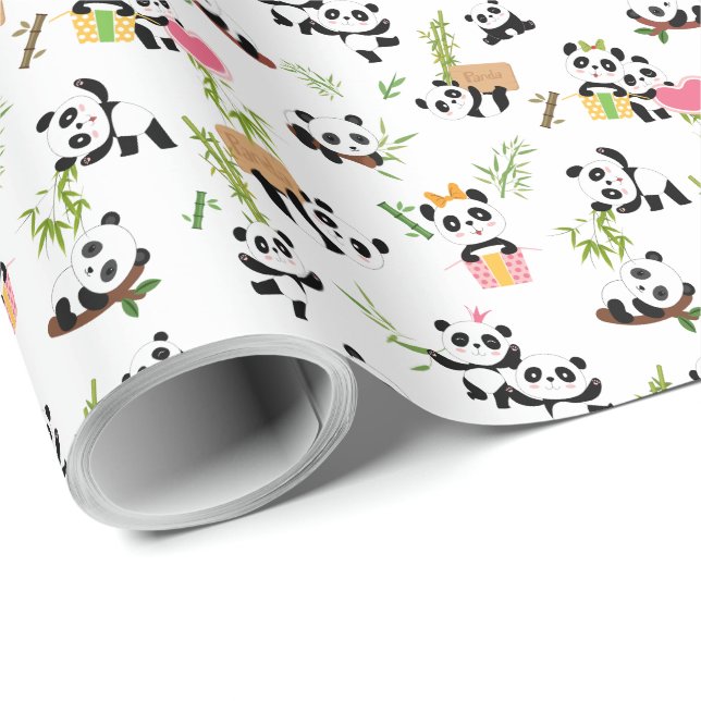 Papel De Regalo Patrón de Panda (Esquina del rollo)
