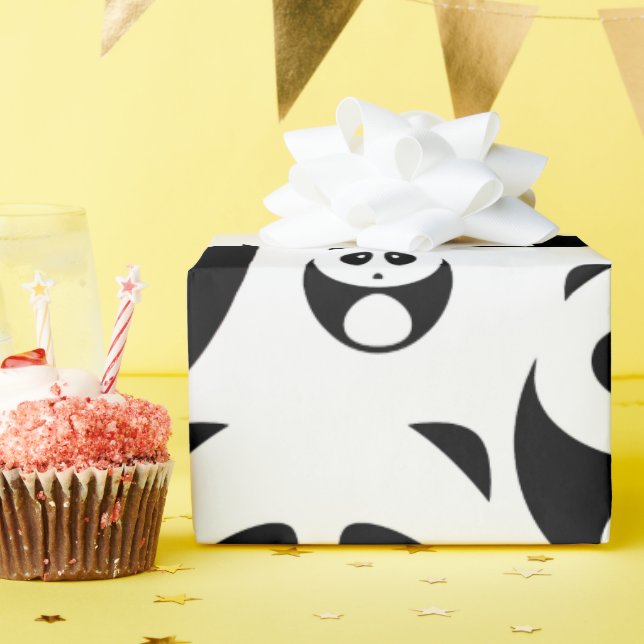 Papel De Regalo Patrón de Panda blanco y negro de Kawaii (Fiesta de cumpleaños )