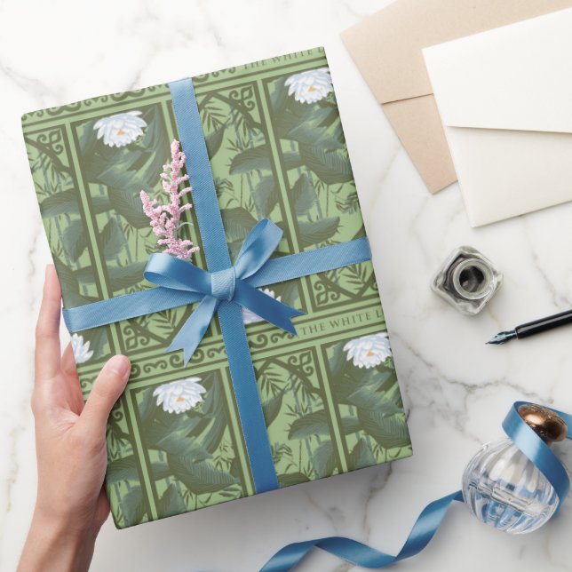 Papel De Regalo Patrón de panel botánico de Lotus - El Lotus blanc (Regalar)