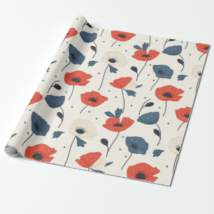 Papel De Regalo Patrón de paneles acuáticos - rojo, azul y blanco
