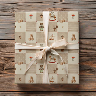 Papel De Regalo Patrón de parches de acuarela de cuento de juguete