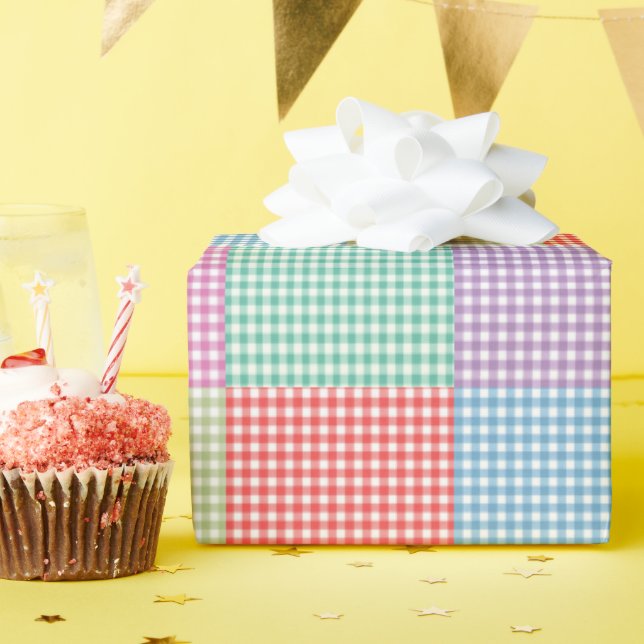Papel De Regalo Patrón de parches de Gingham (Fiesta de cumpleaños )