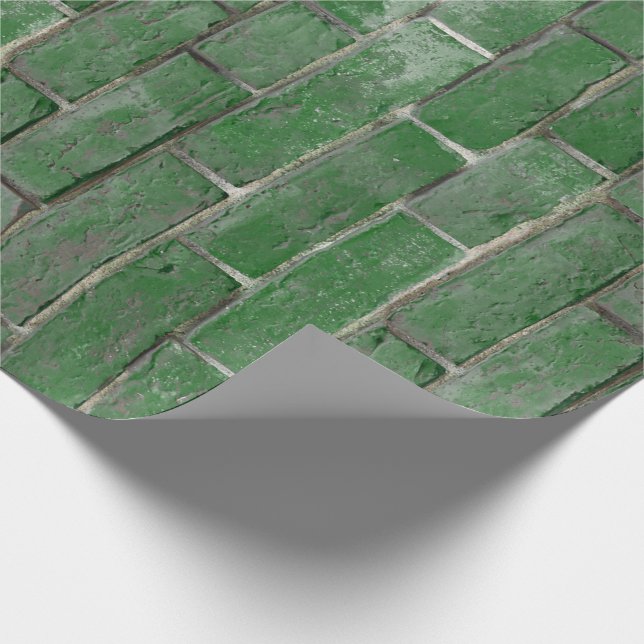 Papel De Regalo Patrón de pared de ladrillo verde (Esquina)