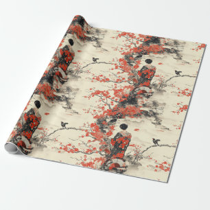 Papel De Regalo Patrón de pareja de kimono romántico Sakura (2)