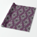 Papel De Regalo Patrón de París de Mauve Vintage<br><div class="desc">papel de envoltura de damasco vintage morado y negro de moda.</div>