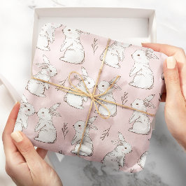 Papel De Regalo Patrón de Pascua de Conejo Rosa