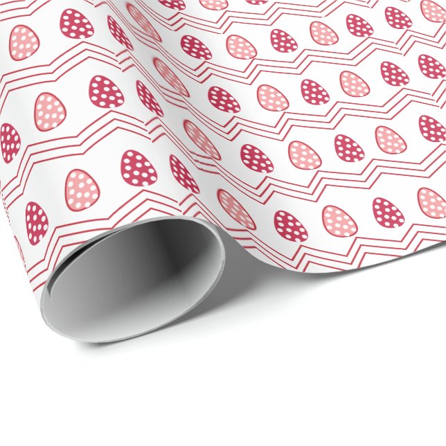 Papel De Regalo Patrón de Pascua de Huevos Rojos Rosa (Esquina del rollo)