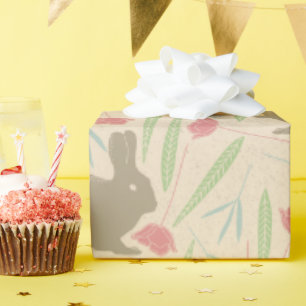 Papel De Regalo Patrón de Pascua floral de primavera rosa azul men