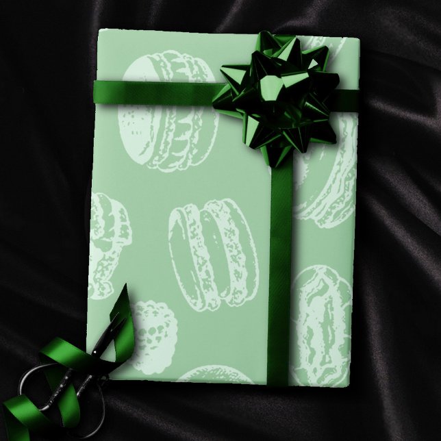 Papel De Regalo Patrón de pasteles franceses | Neo Mint Green Swee (Subido por el creador)