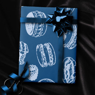 Papel De Regalo Patrón de pasteles franceses Trato dulce azul cl