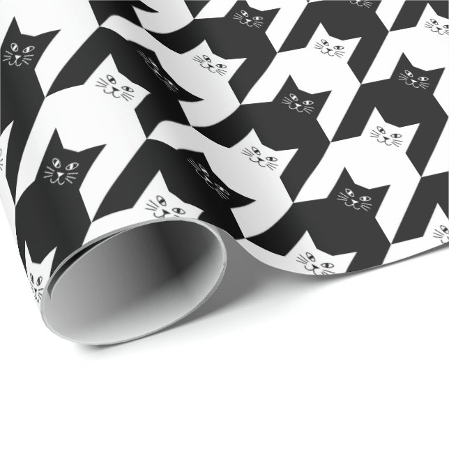 Papel De Regalo Patrón de patas de gallo negro y blanco (Esquina del rollo)