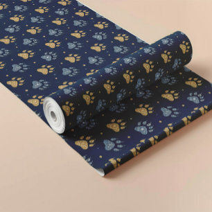 Papel De Regalo Patrón De Patas De Perro Purpurinoso Para Los Rega