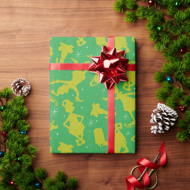 Papel De Regalo Patrón de patinaje sobre hielo Green Grinch (Regalo de vacaciones)