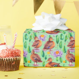 Papel De Regalo Patrón de patos cercetas aliazules en una marisma