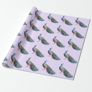 Papel De Regalo Patrón de pavo real moderno de color de agua