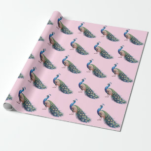 Papel De Regalo Patrón de pavo real moderno de color de agua