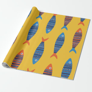 Papel De Regalo Patrón de peces brillantes sin fisuras. Mano coste