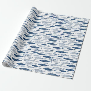Papel De Regalo Patrón de peces náuticos de Ocean Beach