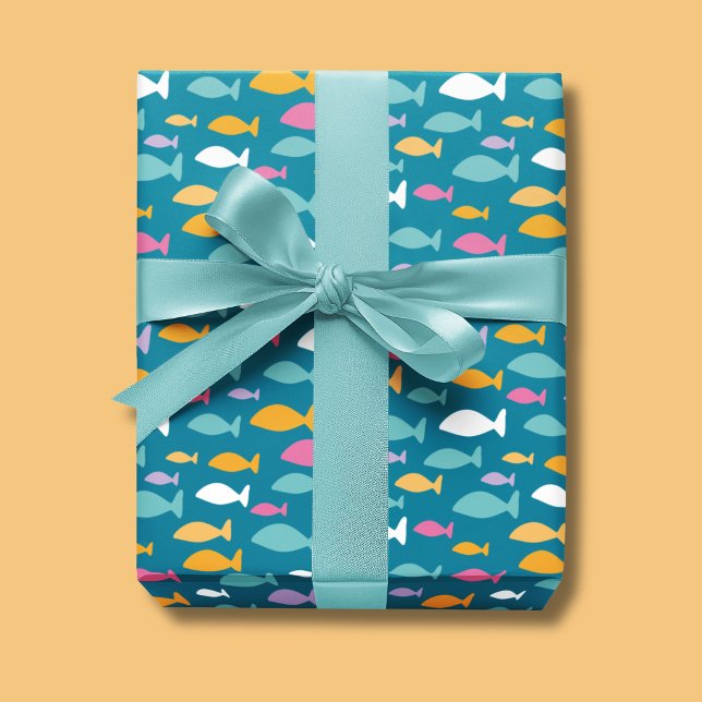 Papel De Regalo patrón de peces para niños (Kids fish wrapping paper perfect for birthdays, baby showers and new baby.)