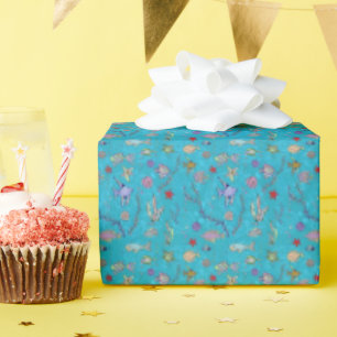 Papel De Regalo Patrón de peces turquesa