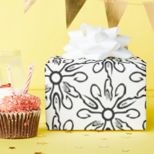 Papel De Regalo Patrón de peces y ganchos negros y blancos
