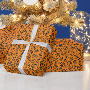 Papel De Regalo Patrón de Pelota de Baloncesto Naranja