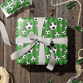 Papel De Regalo Patrón de pelota de fútbol infantil en franjas ver