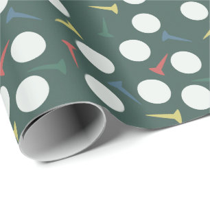 Papel De Regalo Patrón de pelota y tee de golf verde oscuro