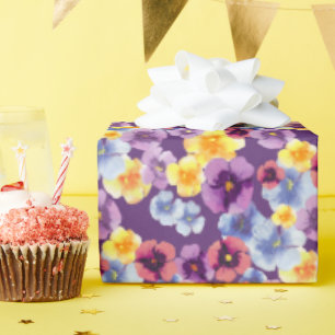 Papel De Regalo Patrón de Pensamiento Floral Boho Elegante Ilustra